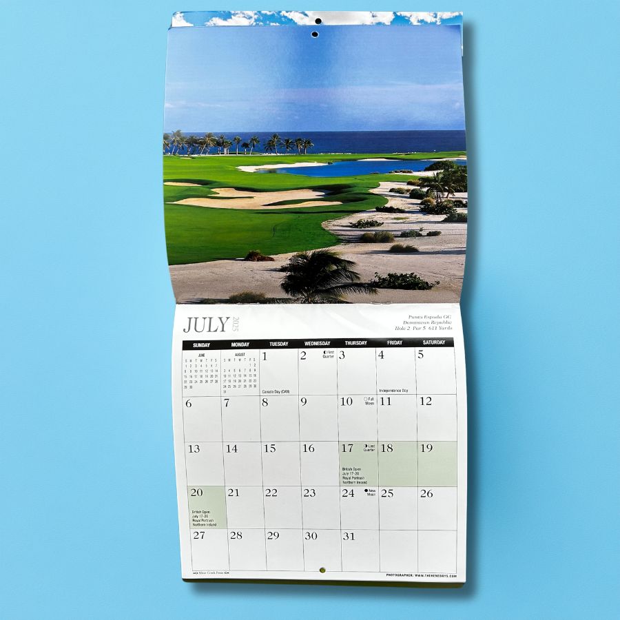 2025 mini golf calendar. A great golf gift idea for men.