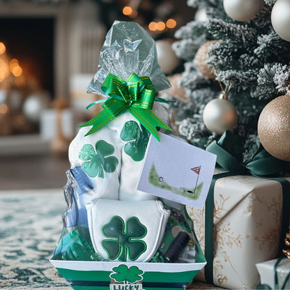 Beautiful Golf Gift Basket Under a Christmas Tree