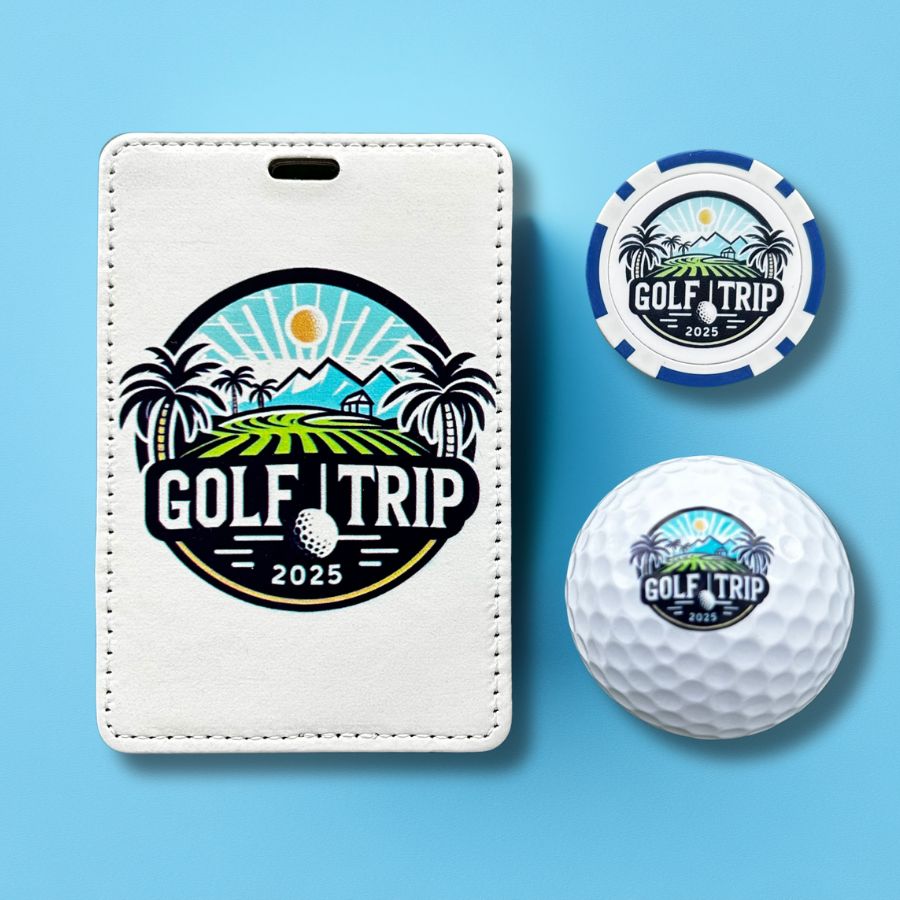 Golf Trip 2025 memorabilia. Remember your golf trip with these golf gift souvenirs.